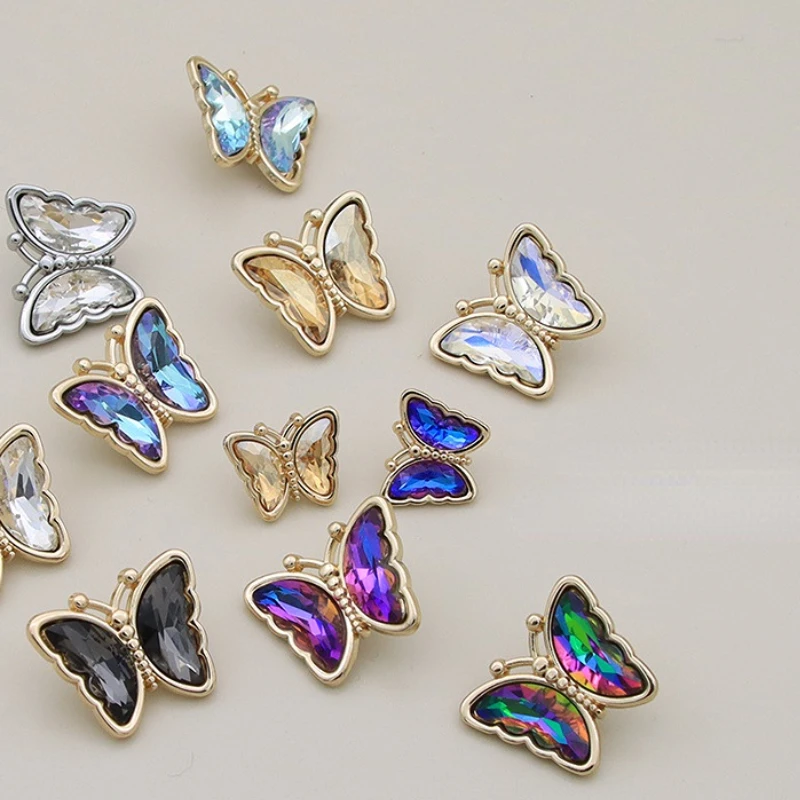 16/23mm Colorful Butterfly Gold Alloy Buttons for Sewing Coat Sweater Cardigan Scrapbooking Sewing Shank Buttons DIY Craft
