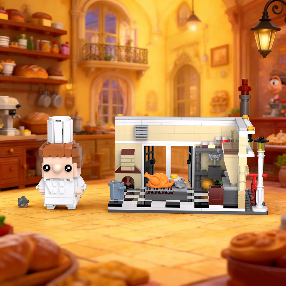 

MOC Mouse Kitchen Building Blocks Parisian Kitchen Scene Design Toy Adult Gift Chef Hat Change a Mouse