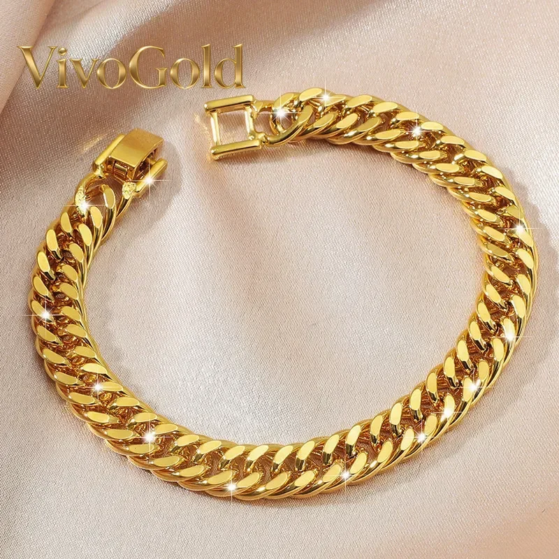 

VivoGoldPopular 9999 24K Real Gold Jewelry Boss Bracelet 10mm Buckle Classic Men's Bracelet Luxury