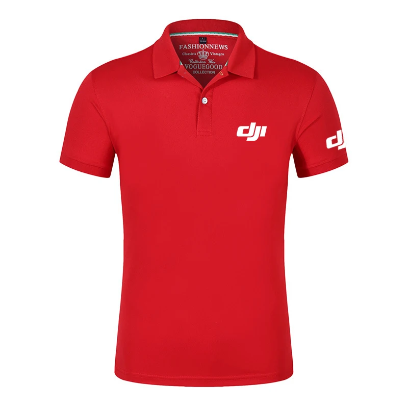 New Dji Professional Pilot Drone Men\'s New Summer Hot Breathable Polo Shirts Printing Short Sleeve Comfortable Tops