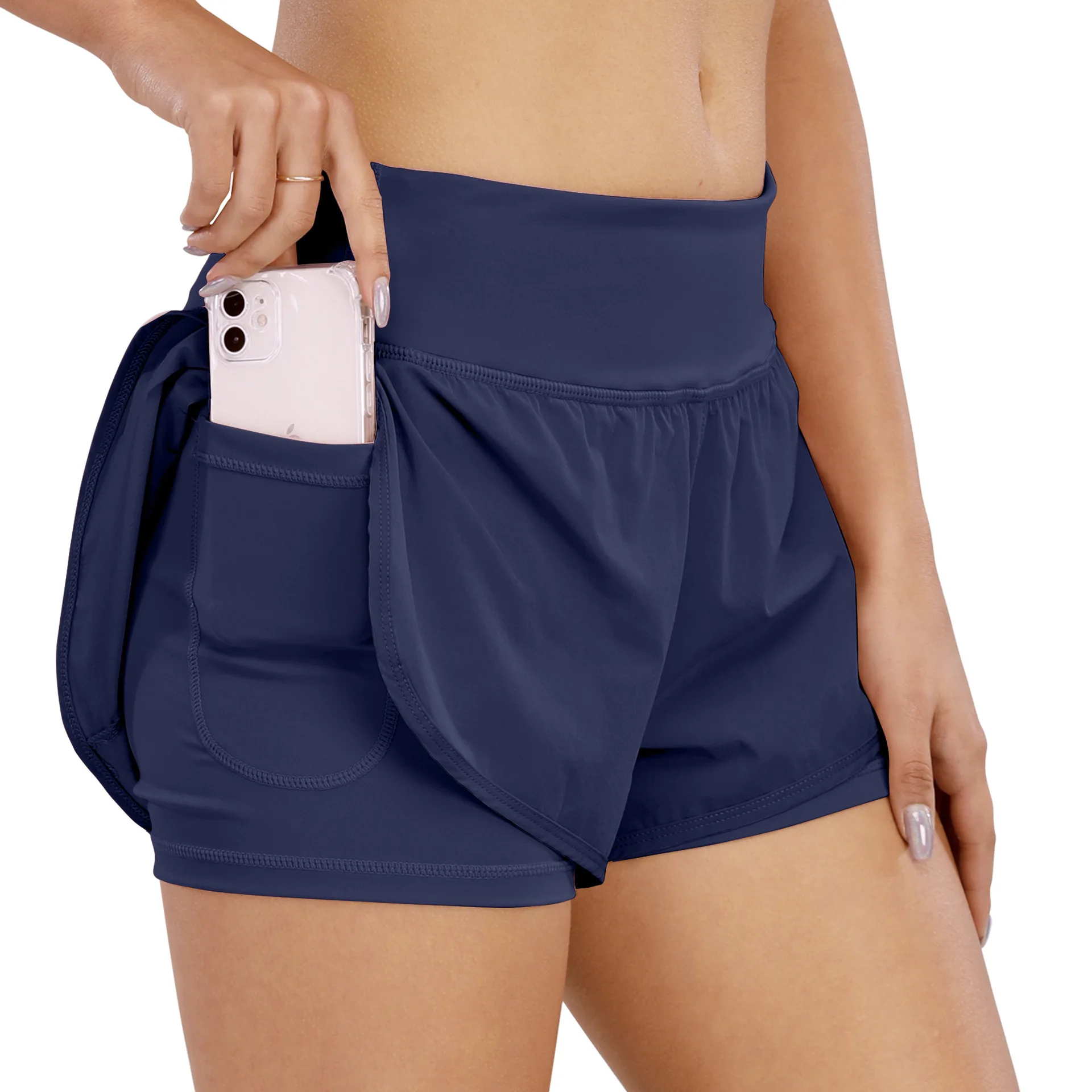 Moda nova verão correndo shorts das mulheres 2 em 1 esportes jogging shorts de fitness treinamento secagem rápida ginásio do esporte curto pant