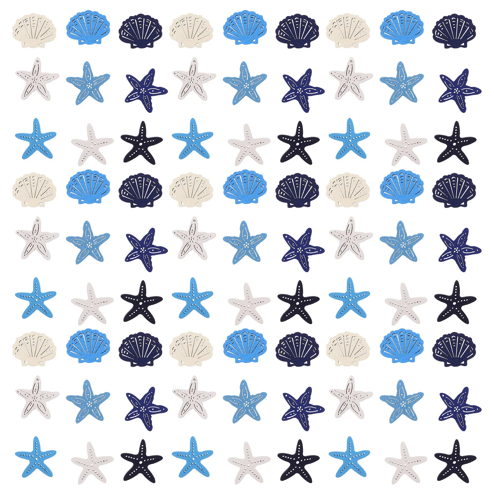 

150Pcs Coastal Wall Decor Mediterranean Wind Hanging Ornaments Wood Cutout DIY Crafts Seashell Themes for Home Beach Party