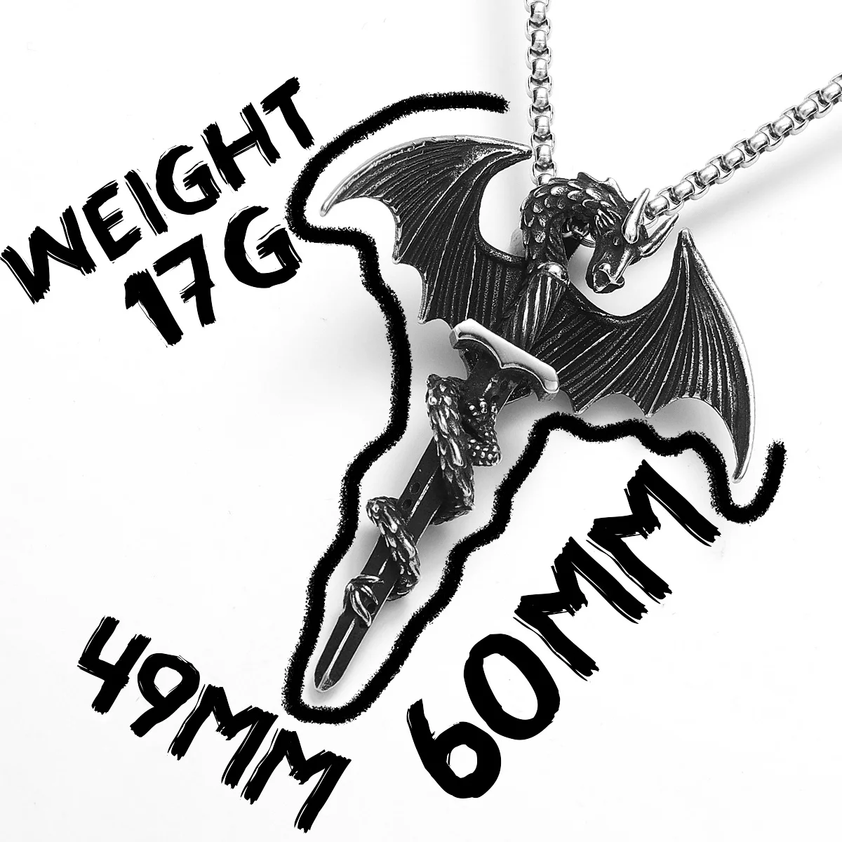 التنين القتل السيف الرجال القلائد الفولاذ المقاوم للصدأ سلسلة بدلاية النساء فاسق مجوهرات الأزياء اكسسوارات جديدة الهدايا بالجملة