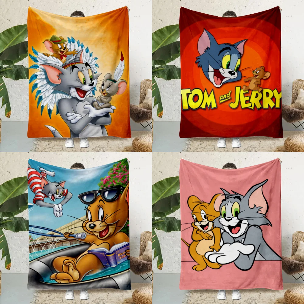 Cute Funny T-Toms Jerrys Printed Blanket Picnic Blankets Warm Blanket Soft and Comfortable Blanket Home Travel Birthday Gift