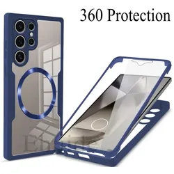 Magnetic Case For Samsung Galaxy S24 Ultra S21 S22 Plus S23 FE S25 FE S23 Ultra 360 Shockproof Built in Screen Protector Cover