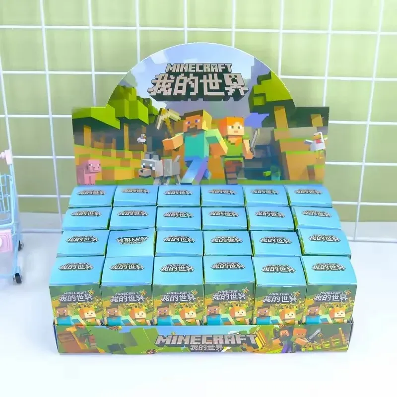 

24pcs Minecraft Anime Game Figure Blind Box Action Figurine Doll Pendant Keychain Kits Collection Pvc Model Toys