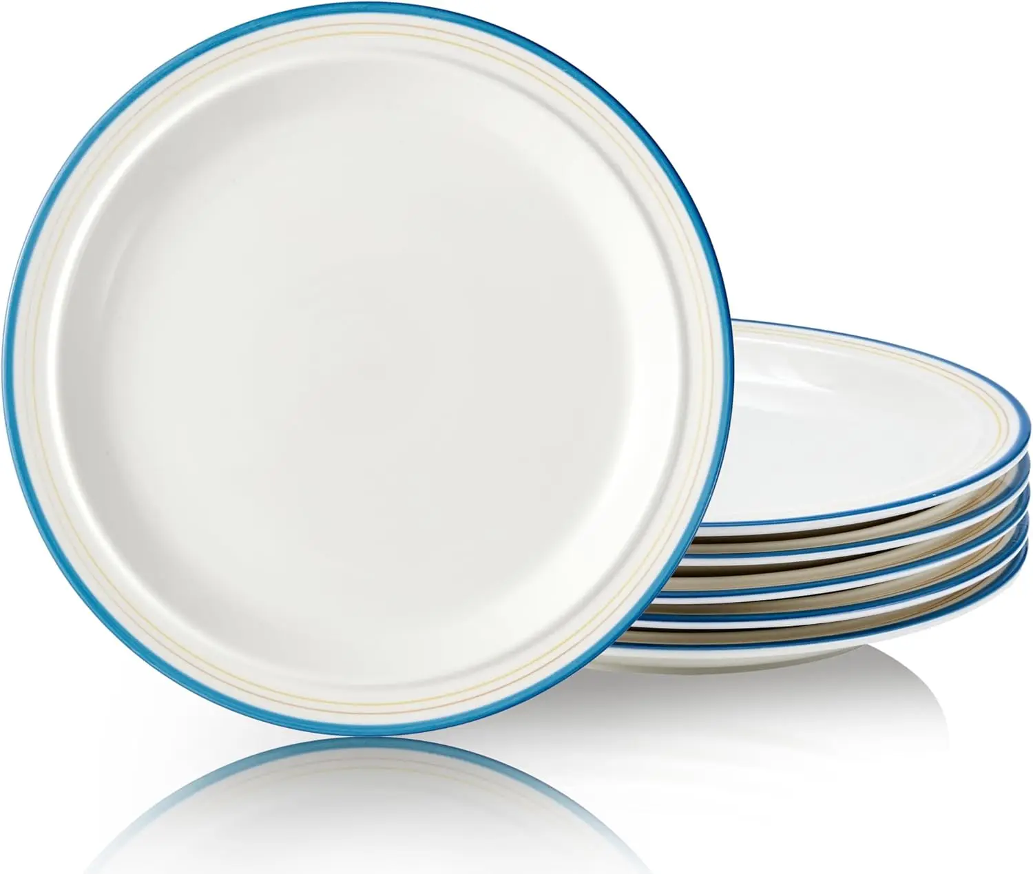 10.5-inch Porcelain Dinner Plate Set of 6 - Microwave, Oven and Dishwasher Safe, Scratch Resistant.