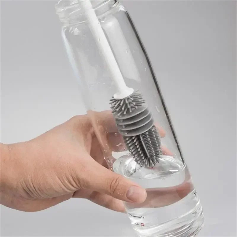 Silicone Long-handled Cup Brush Bottle Milk Bottle Brush Cup Scrubber Glass Cleaner No Dead-end Cleaning Brush Accessories