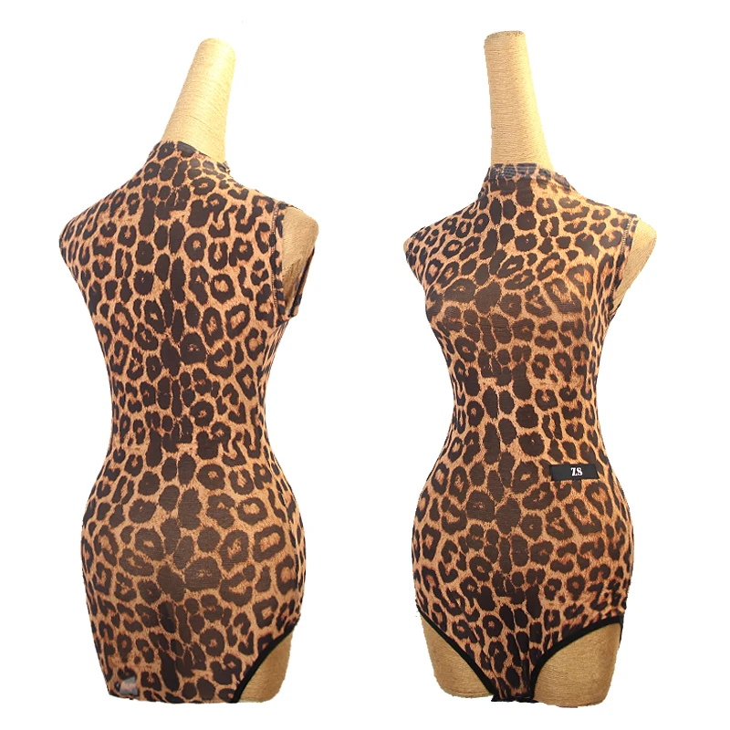 

New Latin Dance Tops Leopard Bodysuit Sleeveless Latin Dance Practice Clothes Adult Rumba Ballroom Salsa Dance Clothing DNV21278