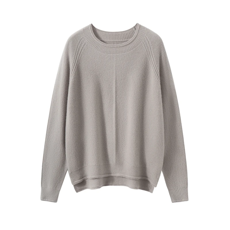 الفاخرة المرأة 100% الكشمير س الرقبة الأساسية طويلة الأكمام البلوز الخريف الشتاء سترة غير رسمية كسول بسيط الراحة محبوك #4