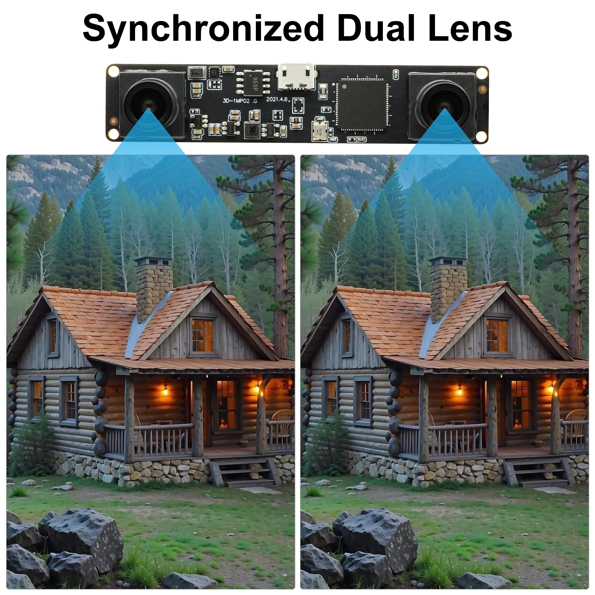 ELP 960P Webcam Synchronized Dual Lens Stereo USB Camera 1.3MP HD 3D VR Web Camera Module Low Light Mini Camera For Raspberry PI