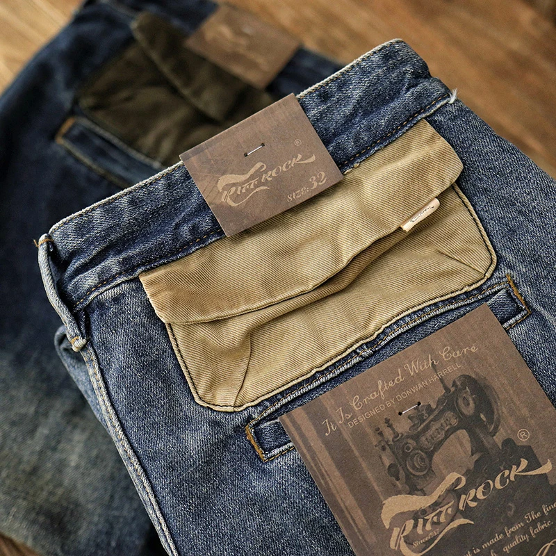 Amekaji Vintage Cargo Jeans uomo autunno New Light Denim Multi-pocket Washed Old Slim Workwear Jeans Retro Casual Pencil pants