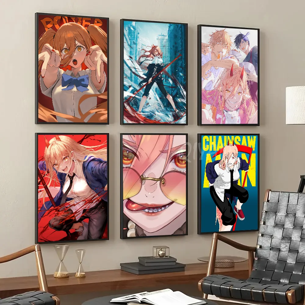 

Anime Girl Power Chainsaw Man Poster Paper Print Home Living Room Bedroom Entrance Bar Restaurant Cafe Art Painting Decoration