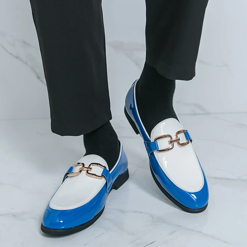 Men Loafers PU Splicing Low Heel Fashionable Classic Comfortable Men Shoes Size 38-46