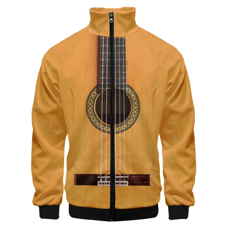 

Guitar Instrument Baseball Jackets For Men Uniform Harajuku Streetwear Men Jacket Tracksuit 3D Clothes Zip Jacket Dropshipping