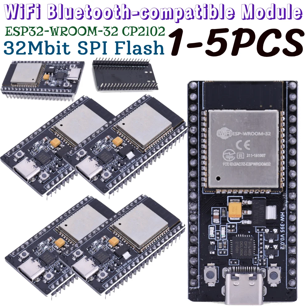 

1/3/5Pcs ESP32--32 CP2102 Development Board 32Mbit SPI Flash WiFi Bluetooth-compatible 2412-2484MHz for Smart Home Mobile IoT