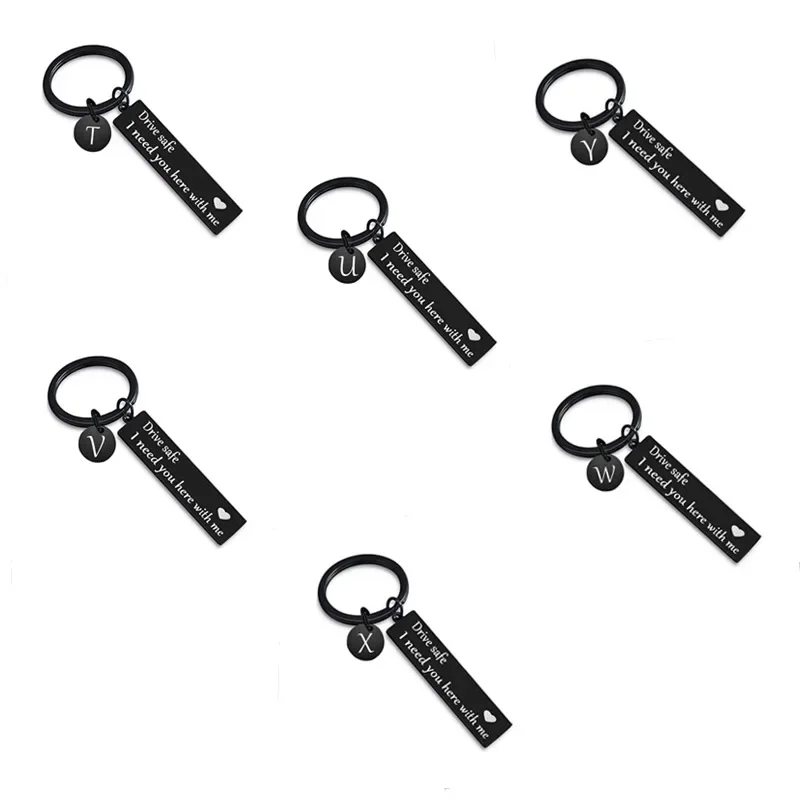 New Fashion Alphabet Keychain I Need You Here with Me Letters Metal Key Rings for Lovers Gift Drive Safe Car Bags Keyholder