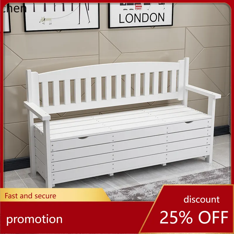Hxl solid wood furniture carbonized storage bench patio armrest back chair