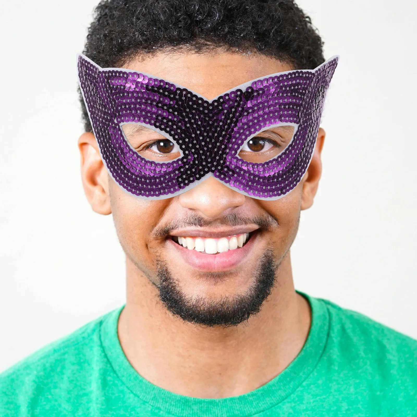 

6Pcs Carnival Mask Festive Decorative Headband Half Face Sequins Gold Purple Green Masquerade Party Mask Women Kids Carnaval