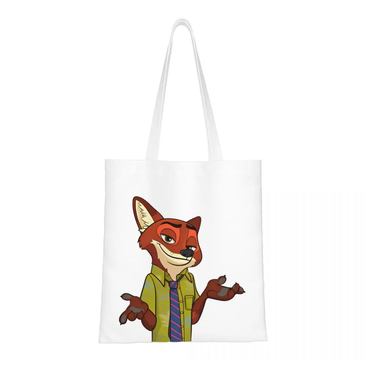 Women Men Zootopia Nick Tote Bags Large Capacity Rabbit Grocery Bag for Ladies Handbags