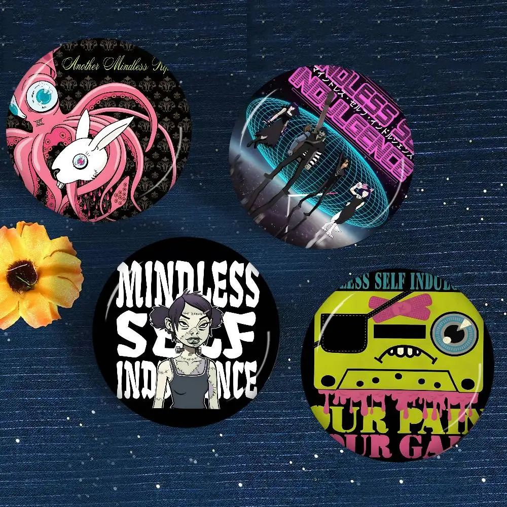 A-Mindless Self Indulgence-S Creative Pins Funny Round Snap-in Brooch Badge Backpack Hat Accessories Jewelry Gifts for Friend
