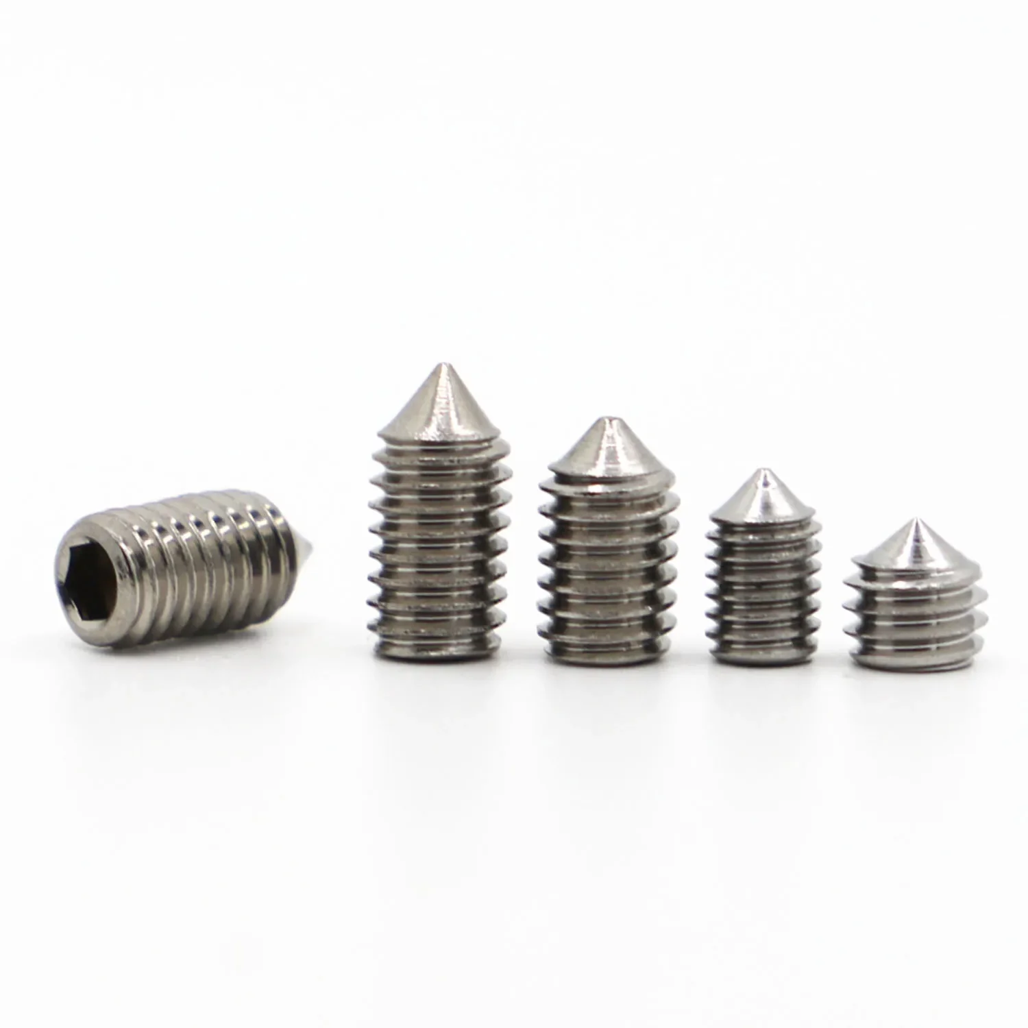 M2 M2.5 M3 M4 M5 M6 M8 M10 M12 304 Stainless Steel DIN914 Hex Hexagon Socket set Screw Cone Point Grub Screw