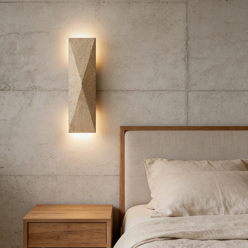 Natural Stone LED Wall Light A Three-dimensional Rectangle Home Art Decor For Indoor Parlor Bedroom Stairs