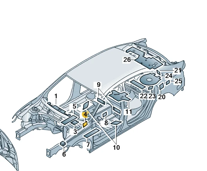 Wing Insulation Foam  For VW  Jetta 7 MK7  2020-2025   17A864237