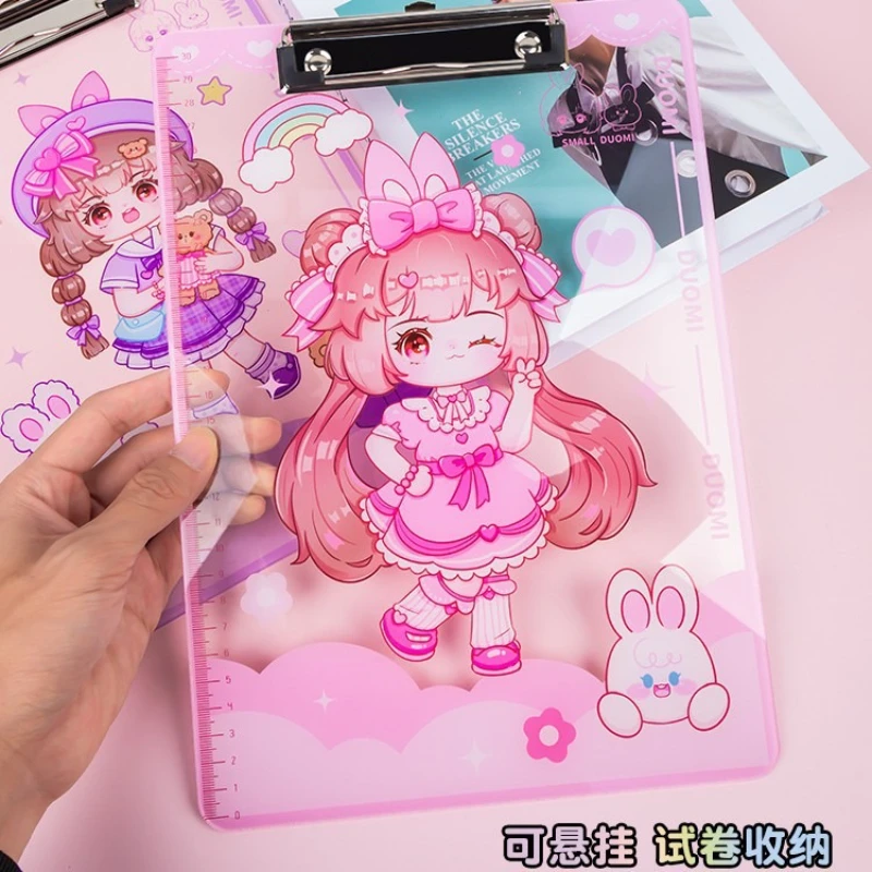 Kawaii شقيقة الحافظة الكرتون لوحة الكتابة الوردي لطيف فتاة أوراق الاختبار المنظم مجلد وثائق اللوازم المدرسية الحافظة الجدول