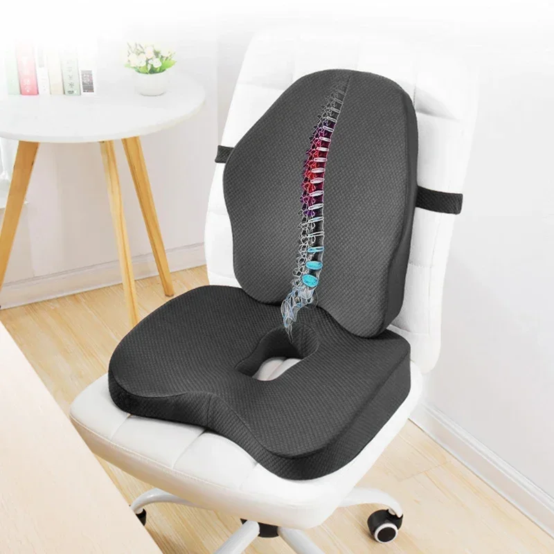 Memory Foam Lumbar Support Chair Cushion Pillow Orthopedic Seat Cushion For Car Office Back Pillow Sets Hips Coccyx Massage Pad