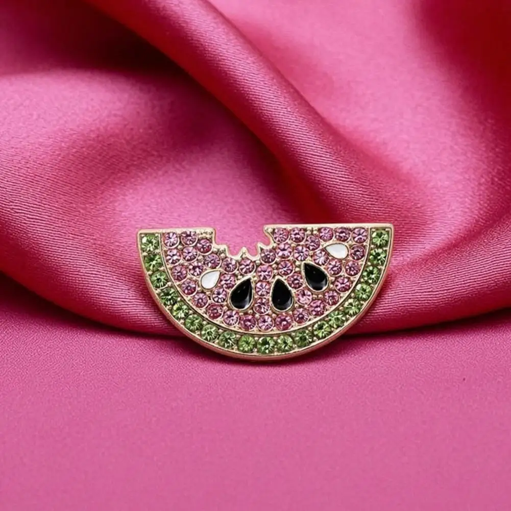 Alloy Watermelon Pin 1 or 2 Pcs Rhinestone Watermelon Slice Brooch Set Sparkling Fruit Lapel Pin Accessories Sweater for Women