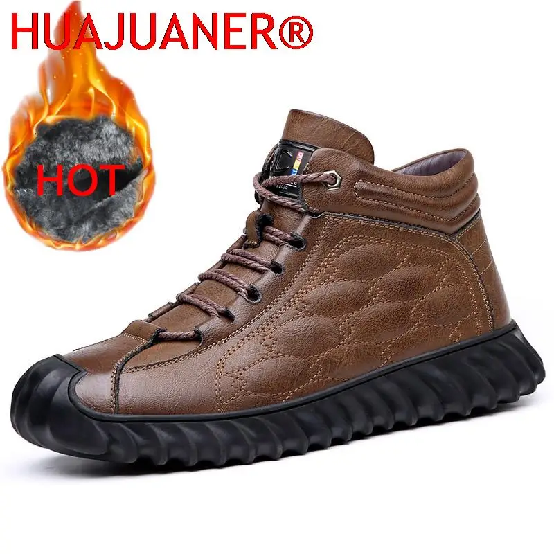 

Кожаная обувь, мужские теплые зимние ботинки, мужские кожаные ботинки на шнуровке, мужская повседневная обувь, кроссовки, нескользящие мягкие мокасины, мужская хлопковая обувь