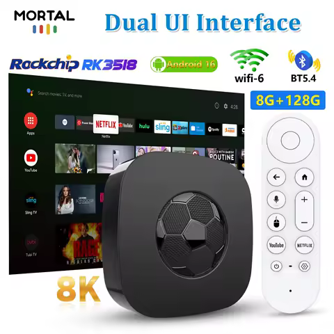 Mortal TV Box Android 16 16G 128G RK3518 Voice Control 4K 1080P 1000M WIFI6 T1 Ultra Bluetooth 5.2 Portable Media Player TV Box