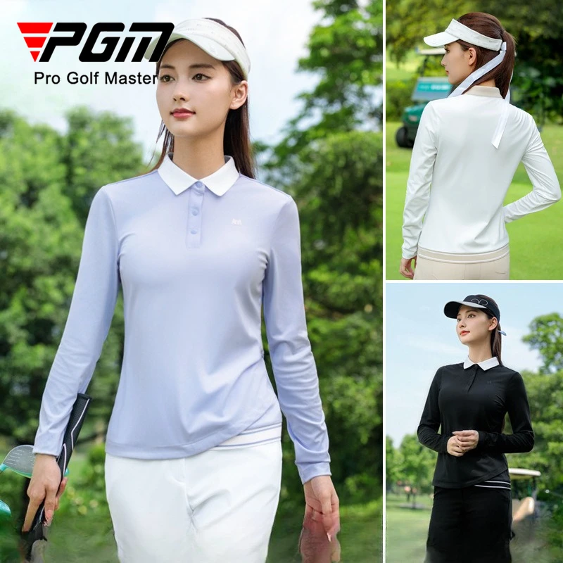 

PGM Женская рубашка-поло с длинными рукавами для гольфа, осенне-зимний топ с воротником YF838