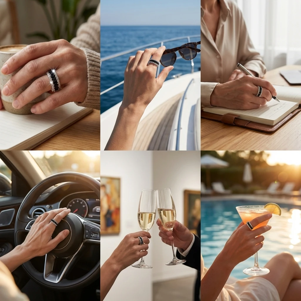 Persönliche Schwarze CZ-Eheringe für Frauen, Luxuriöse Glitzernde Zirkonia-Ringe, Exquisiter Hochzeitsschmuck als Geschenk – Detail 3