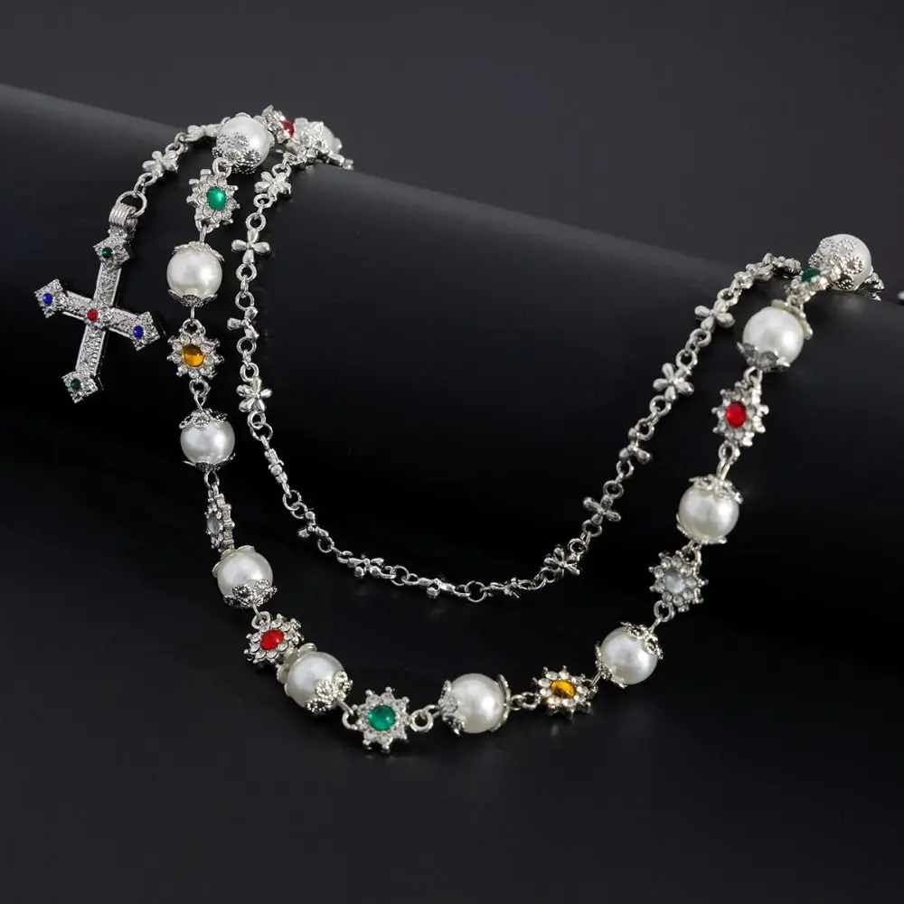 الرجعية شرابة اللؤلؤ الخصر سلسلة القوطية الخرز شرابة الجينز سلسلة سبائك الزنك Harajuku الشرير حزام سلسلة الذكور #2