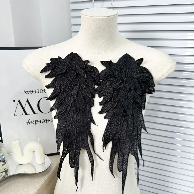 

Black and white three-dimensional angel embroidery polyester sewing lace dress headwear decoration DIY accessories