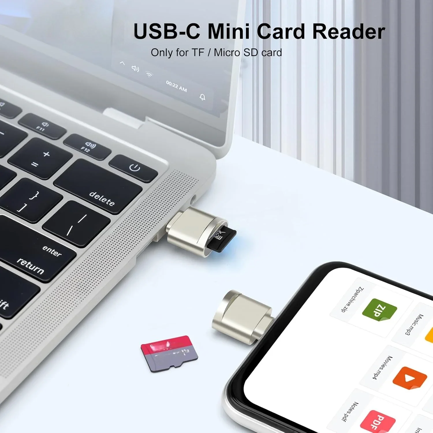 SD Card Reader, USB C to SD Card Reader, Type C TF Storage Card Reader, with USB C to USB Adapter, Mepsies USB OTG Reader, Suit