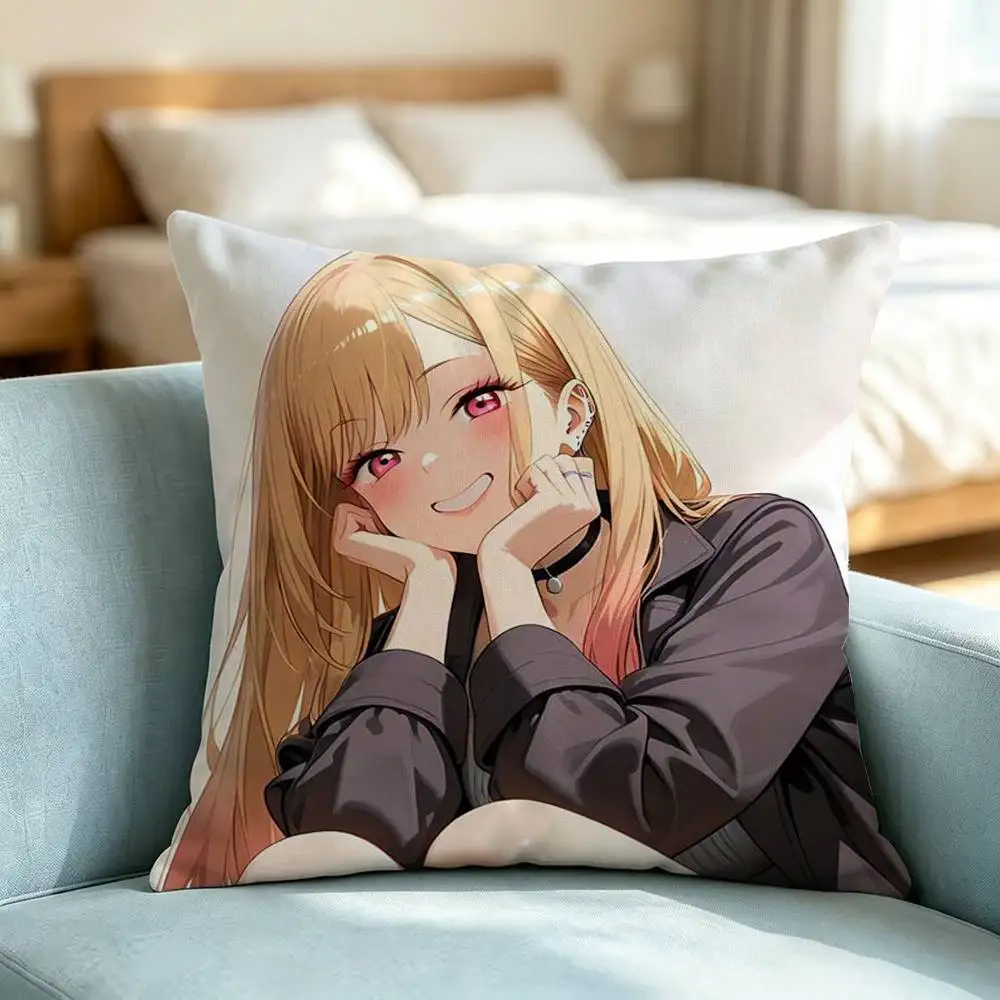 My Dress-Up Darling Marin Kitagawa  Square Double-Sided printed Pillow Case Bedroom Bedside Pillow Sofa Cushion Cover Gift