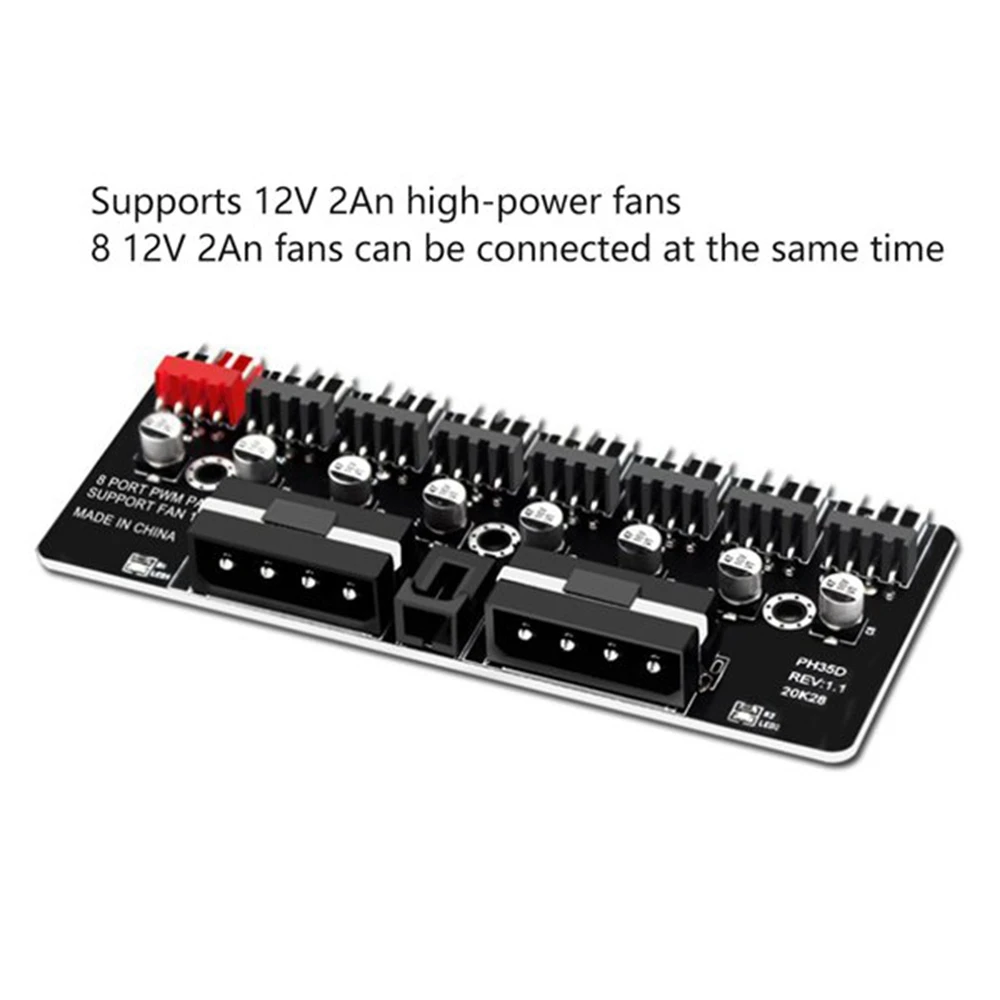 2PCS PWM Fan Hub Desktop Computer CPU Fan Expander Supports 3-Pin 4-Pin PWM Fan Supports 12V