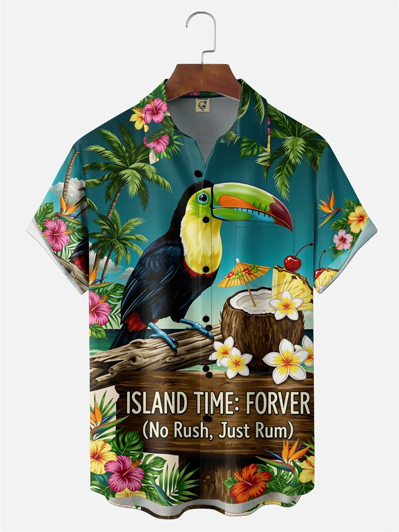 

2026 Funny cartoon animal 3D Print Shirts For Men women Hawaiian shirt Casual Blouse Summer Holiday Short Sleeved button Shirt