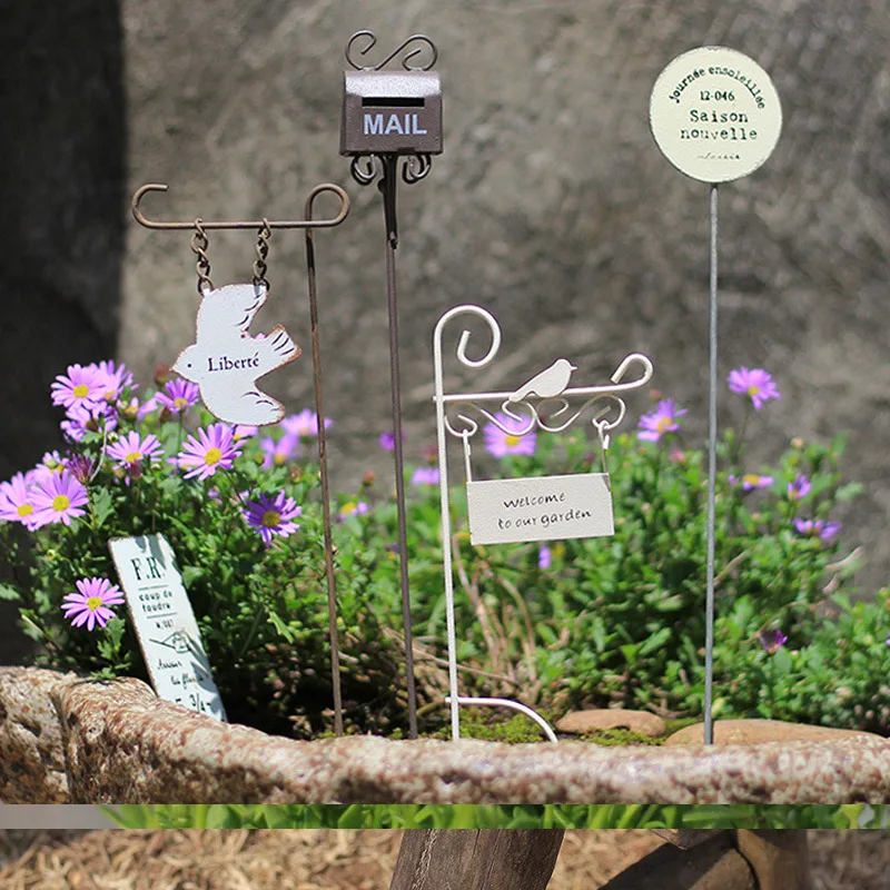 

Vintage Iron Floral Plant Stake, Japanese Style Garden Decor for Succulent Arrangement, Trending Balcony Ornament