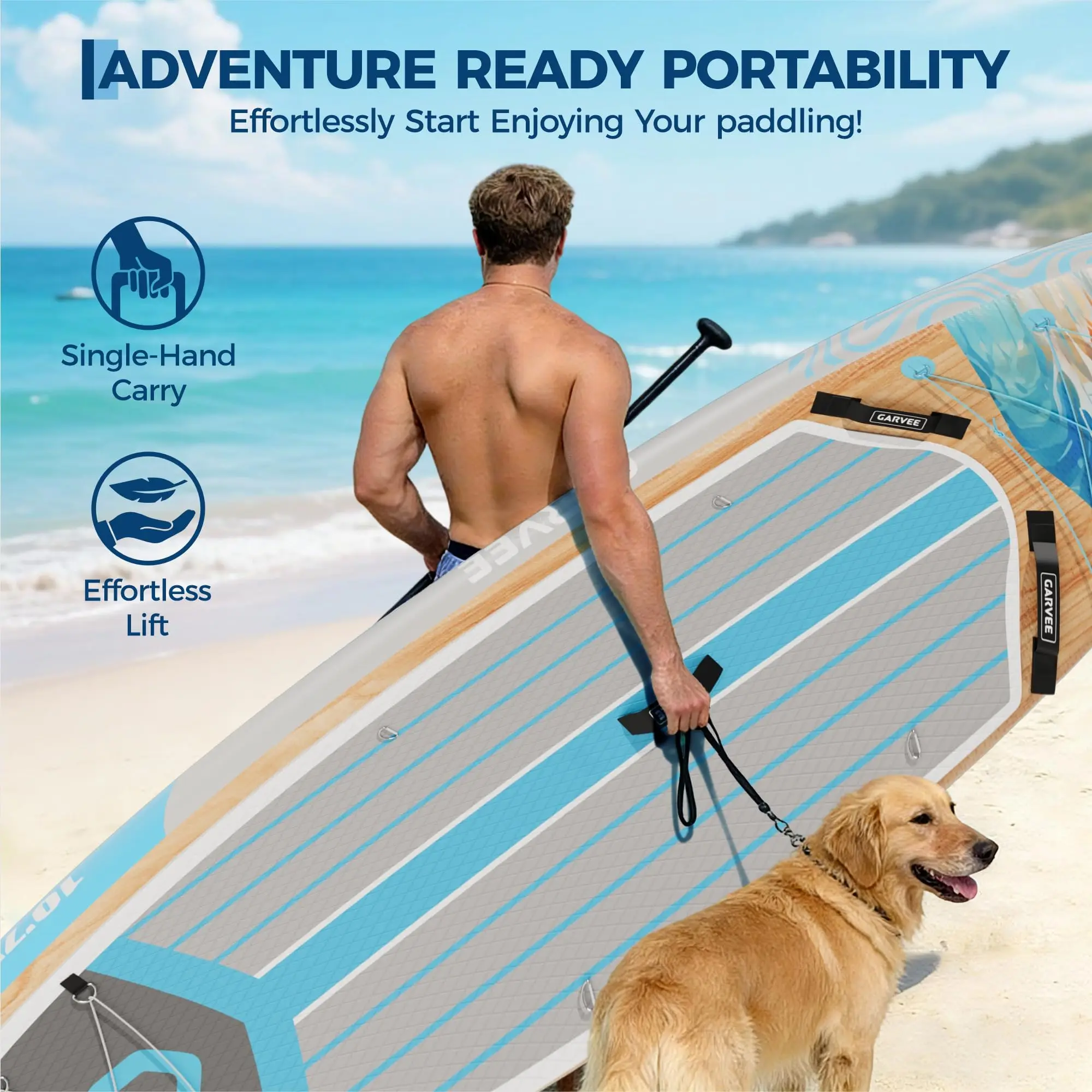 Inflatable Paddle Board Stand Up｜Koi Sup Board Blue｜Inflatable Sup PaddleBoard with Accessories｜Portable,PVC,Non-Slip Deck｜450lb Capacity｜335x86x15cm｜Surfboard Inflatable