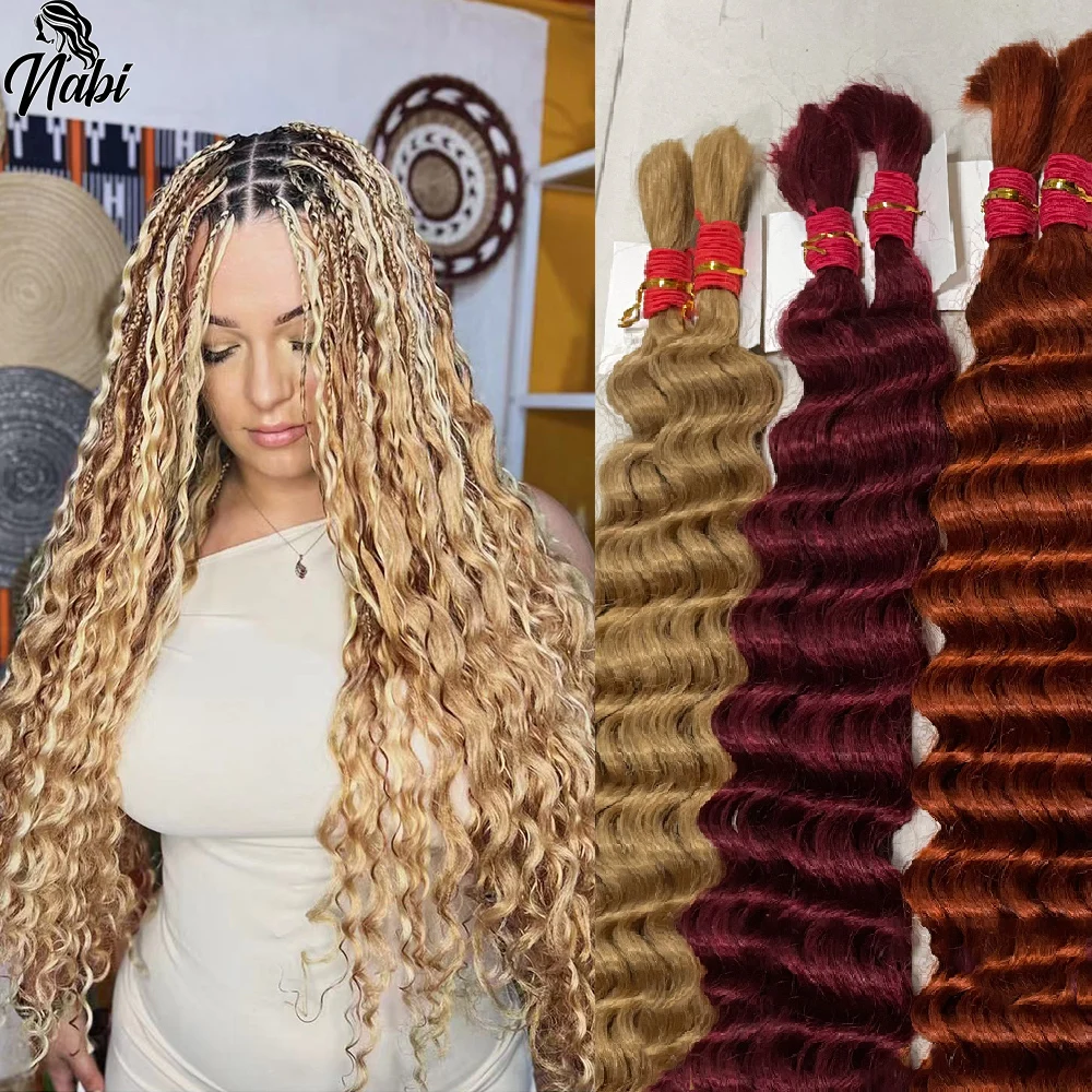 Nabi Boho intrecciare i capelli sfusi fasci di capelli intrecciati a onde profonde senza trama capelli umani sfusi per intrecciare Boho