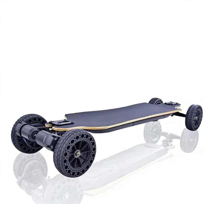 Dual motor off-road electric skateboard, 4-wheel all-terrain belt drive electric longboard