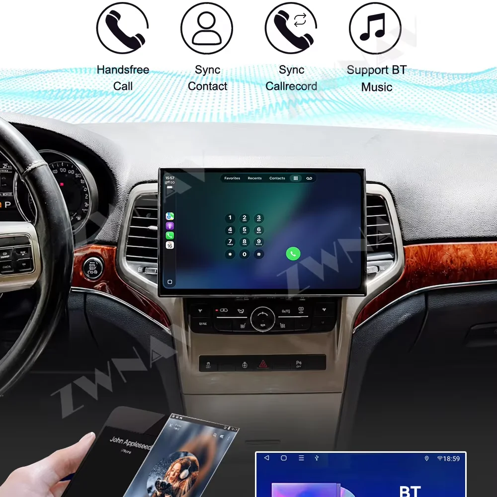 Car Radio For Jeep Grand Cherokee 2009-2013 Multimedia Wireless Carplay Android Auto GPS Navigation DSP 11.6 Inch Touch Screen