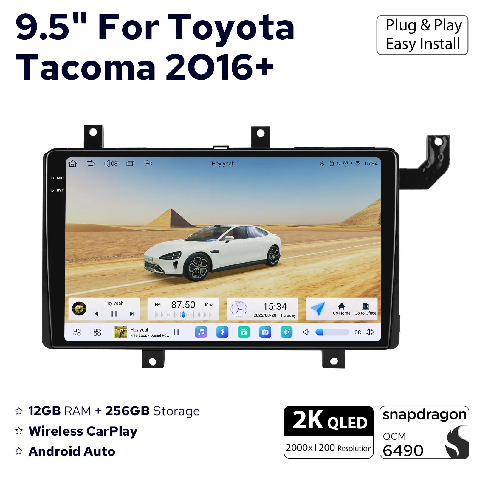 JOYING 9.5“Android Head Unit for Toyota Tacoma 2016 2017 2018 2019 2020 2021 2022 2023 Stereo Replacement Wireless Android Auto