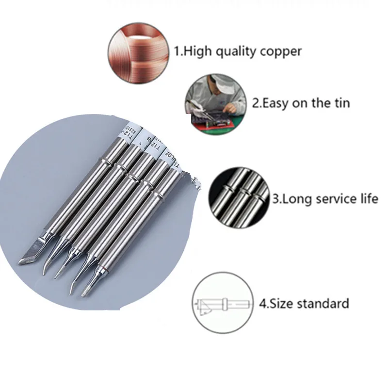 Puntas de pistola para soldar para Estación de Reparación de soldadura, dureza de alta resistencia, T12-BC2/T12-J02/T12-JL02/T12-KR/T12-ILS, 1 ud.