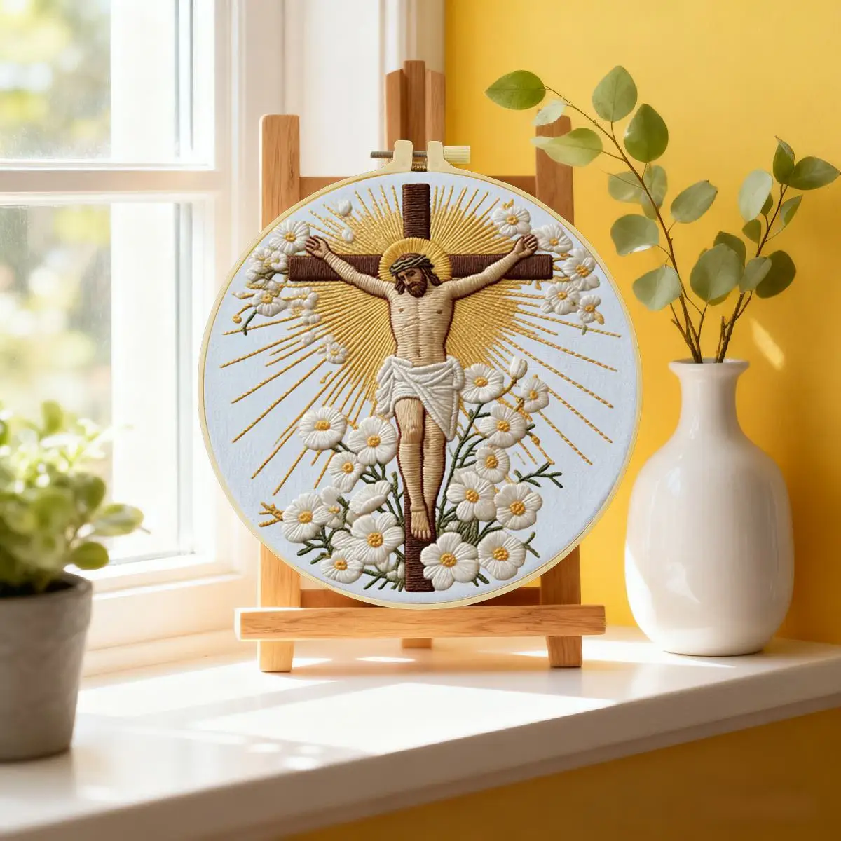 1pc 20X20CM/15X15CM 7.87/6.3inch Religion Embroidery Starter Kit DIY Kit DIY Embroidery Kit Manualidades Home Decor