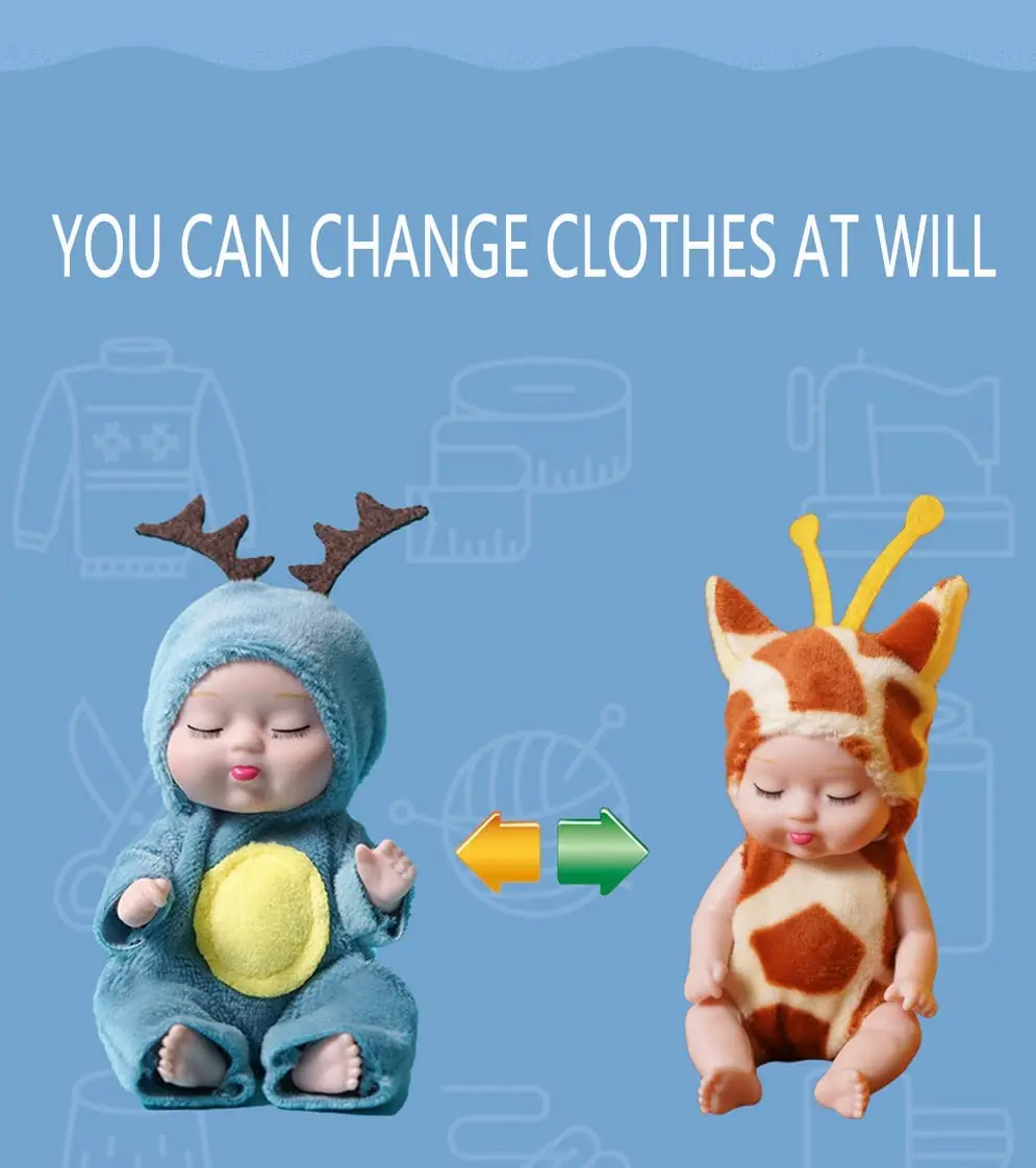 Mini muñeca de bebé Reborn realista para niños, ropa de Animal lindo, conejito, juguetes para niñas, regalo de cumpleaños, 4 pulgadas